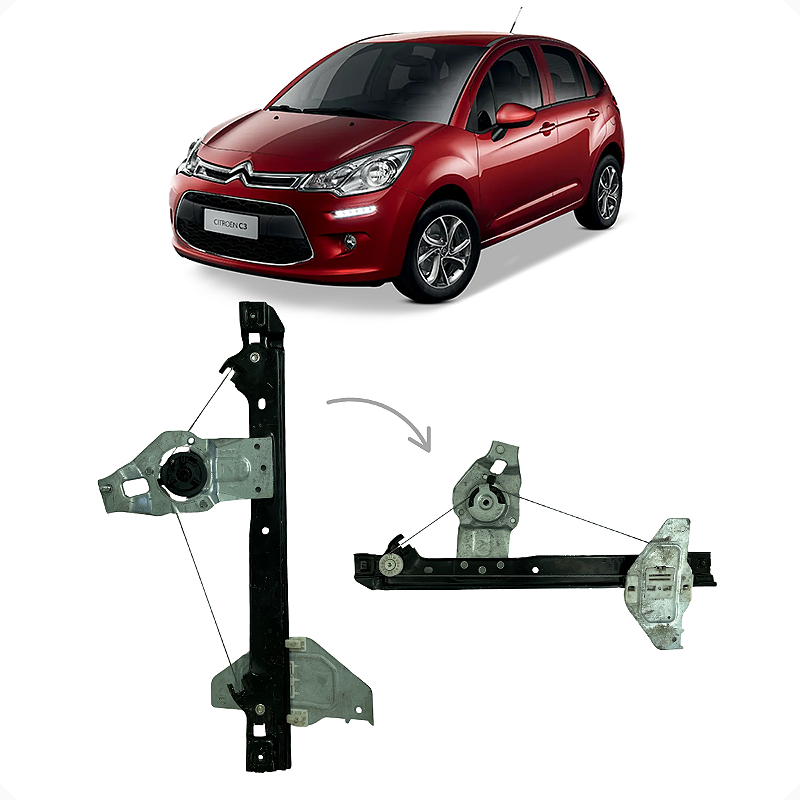 Maquina Vidro S/ Motor Traseiro Esquerdo C3 2013 2014 a 2016