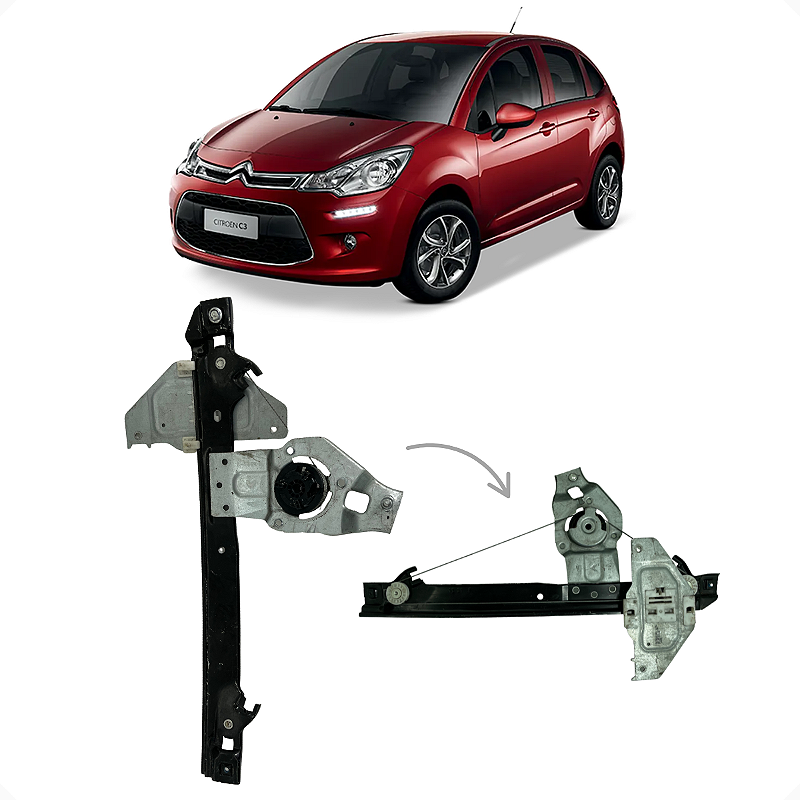 Maquina Vidro S/ Motor Traseiro Direito Citroen C3 2013 2016
