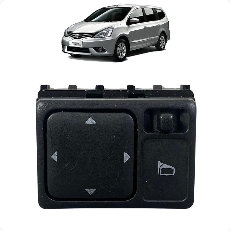 Botão Interruptor Retrovisor Elétrico Nissan Livina / Grand Livina 2009‑2014 Substituição SN NCM 8536.50.90 Plug & Play Ajuste Esquerdo/Direito