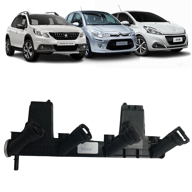 Flauta Bico Injetor Peugeot 2008 208 C3 1.6 2016 a 2020