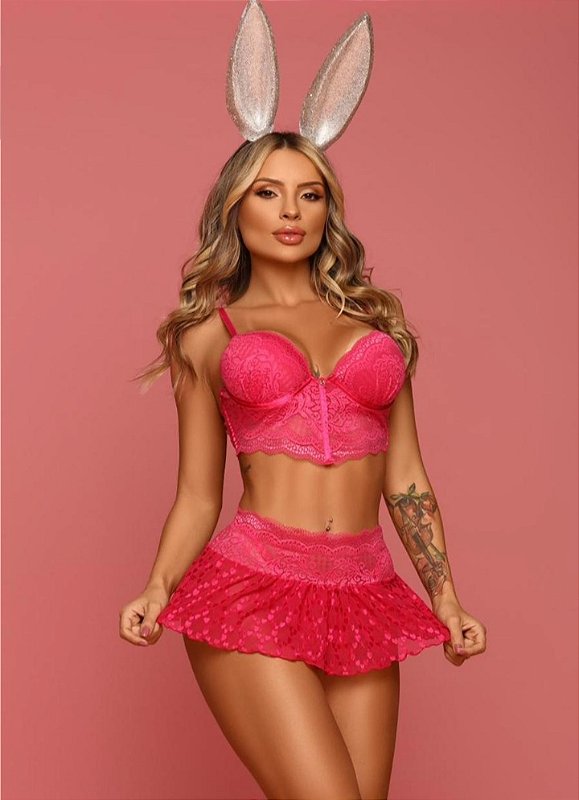 Conjunto Sensual Cropped e Saia tamanho GG