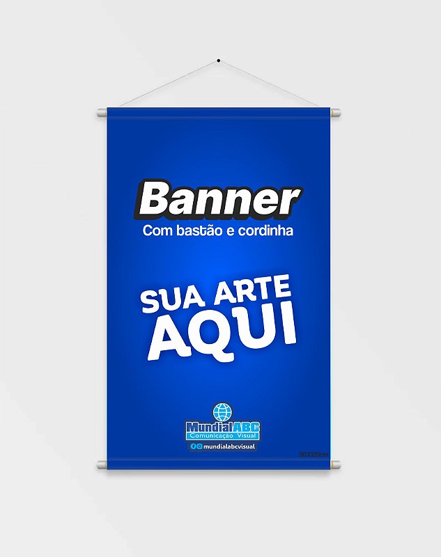 Banner em Lona com Bastão e Cordinha 90x120cm