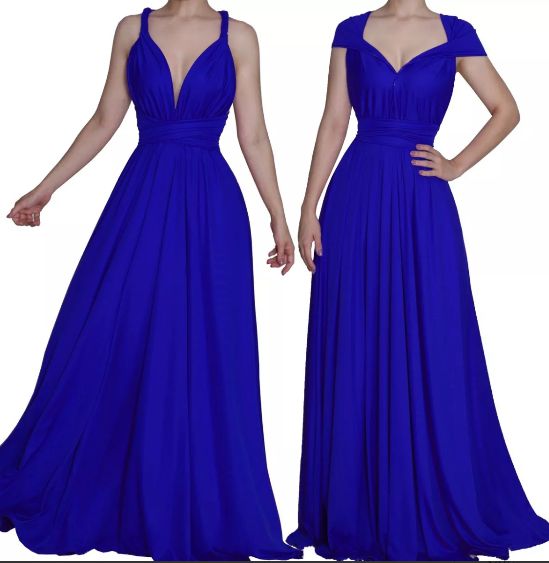 Vestido de Festa - Longo Madrinha casamento Formatura Multi Formas Azul  Royal - Bella Donna
