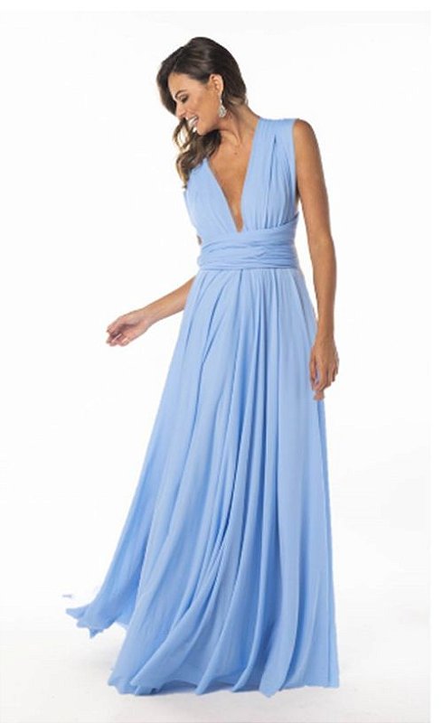 Vestido de festa infinito Azul Serenity Longo madrinha casamento Formatura  - Bella Donna