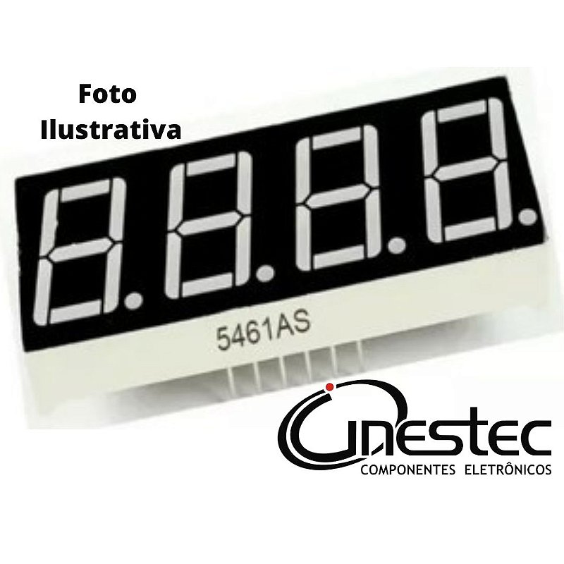 DISPLAY 4 DIGITOS CATODO COMUM 7 SEG. VERMELHO 5641AS - 0,56
