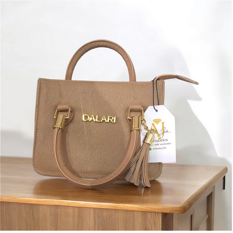 Bolsa Kelly Feminina Bege Estruturada Elegante