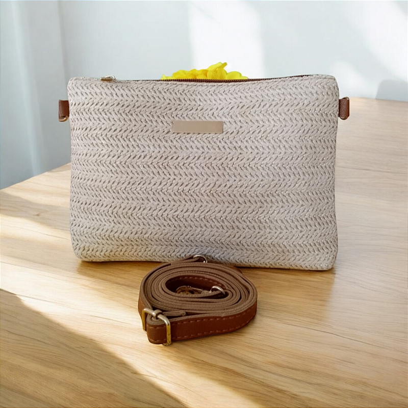 Bolsa Liz Pequena Bege Estilo Casual