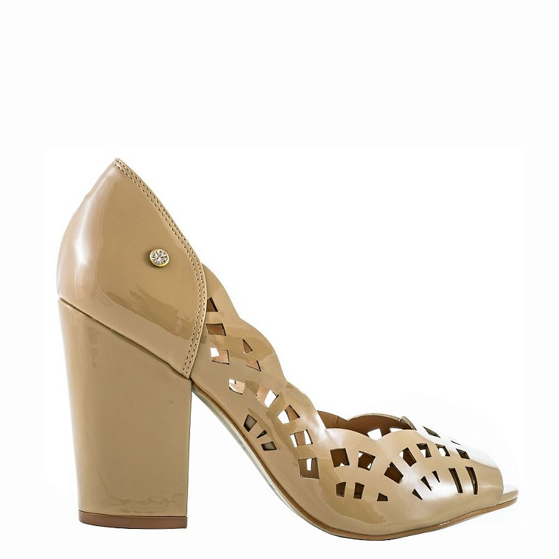 peep toe salto grosso nude