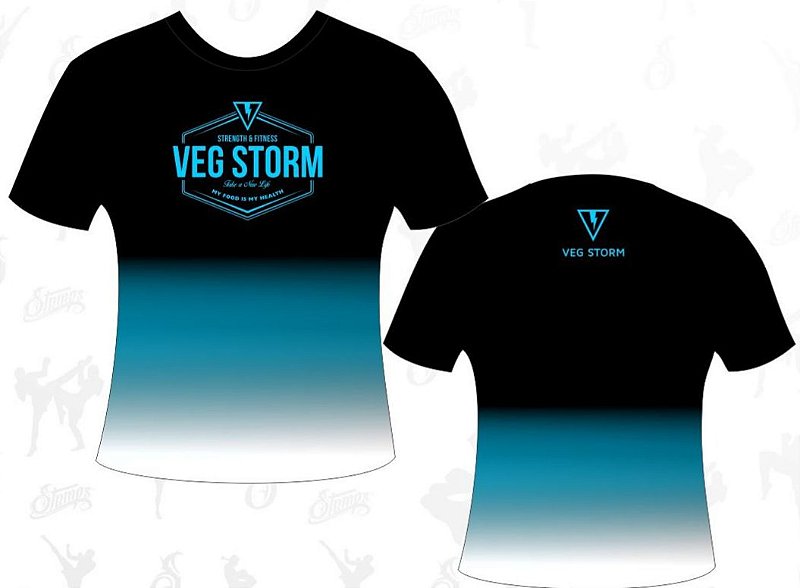 Camiseta dry fit degrade preta com azul Vegstorm
