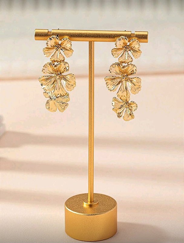 Brinco Cascata de Flores Douradas