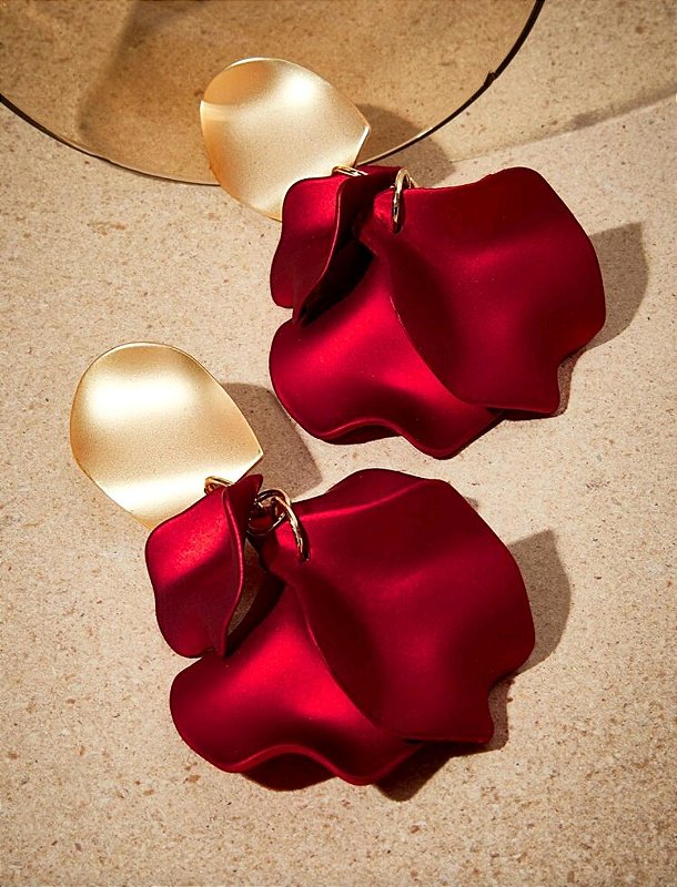 Brinco Lux Vermelho Acetinado com Dourado Fosco