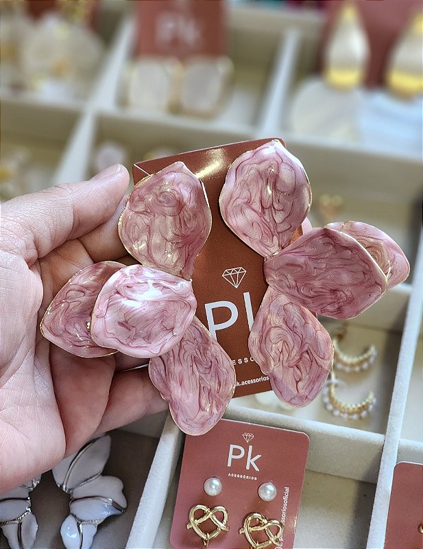 Brinco Pétala Tulipa Rosa