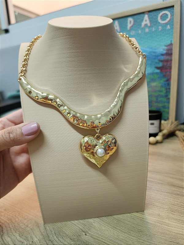 Colar Belle Coração | Prata e Dourado
