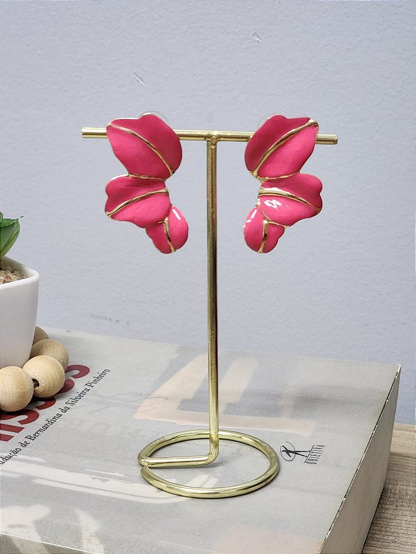 Brinco Folha Rosa Essence | Dourado