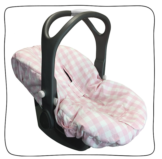 Protetor de Bebê Conforto - Xadrez Rosa