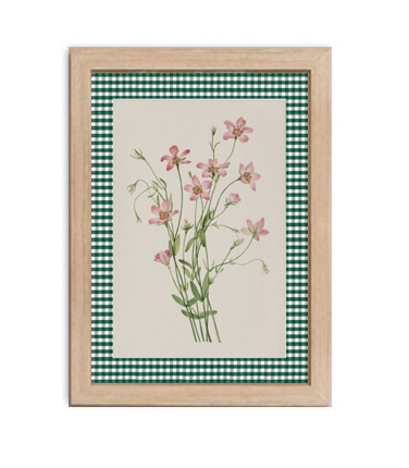 Quadrinho Floral  A com paspatur em tecido verde