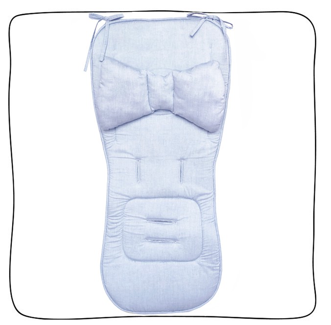 Protetor de Carrinho II Viés + Almofada - Azul Mescla