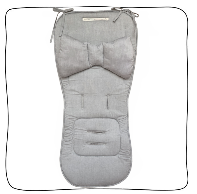 Protetor de Carrinho II Viés + Almofada + Protetor de Cinto - Cinza Mescla