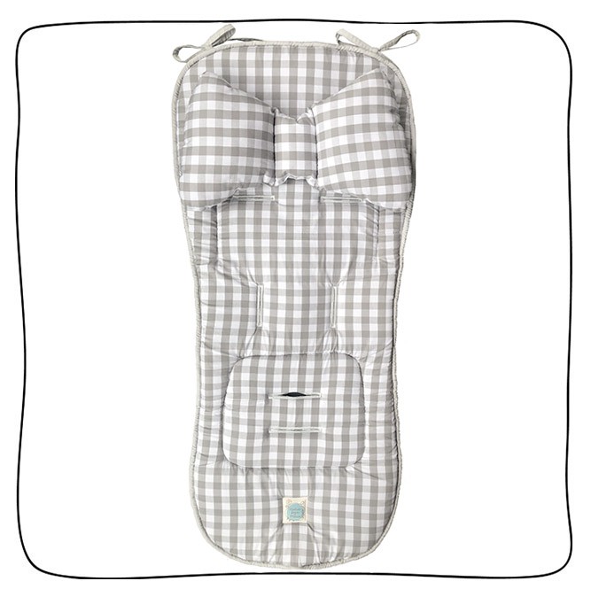 Protetor de Carrinho II Viés + Almofada - Xadrez Cinza