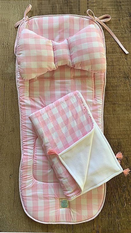 Pack Protetor de Carrinho II Vies + Manta - Vichy Rosa