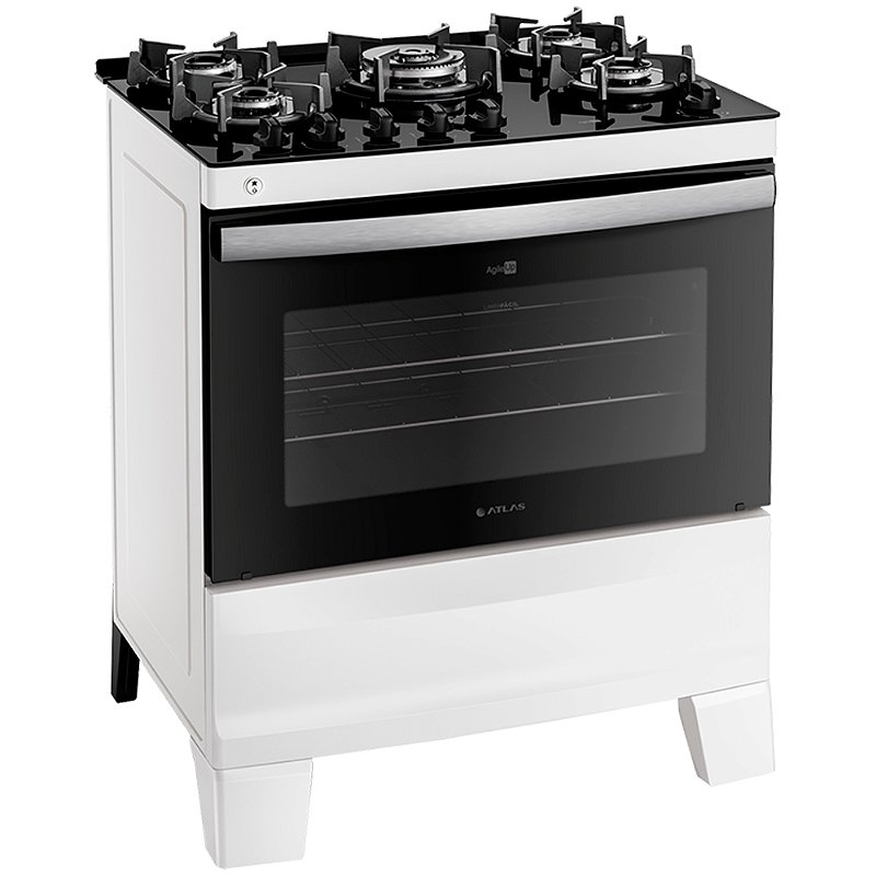 Fogao Agile Glass Automatico 05 Bocas - Branco