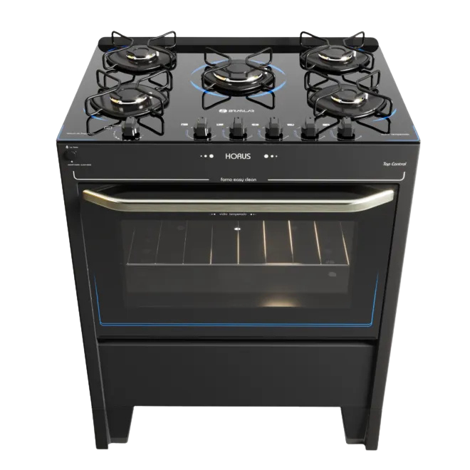 Fogao 05 Bocas Horus Top Control Braslar - Preto
