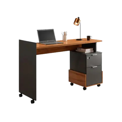 Mesa De Computador Alessa Modulo 1 - Amendoa/Chumbo