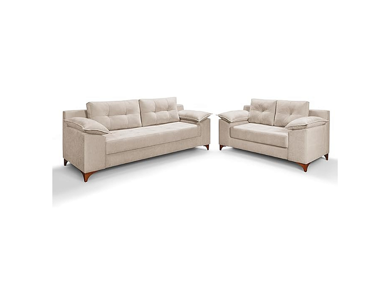 Conjunto Estofado Ibiza 2 E 3 Lugares - Creme A203