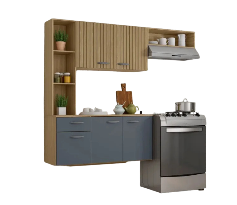 Cozinha De Parede C/balcao Isis 1.63 - Dm Rp/Cz
