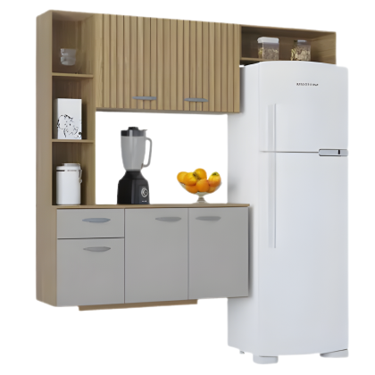 Cozinha de Parede C/balcao Isis 1.63 - Dm Rp/Off