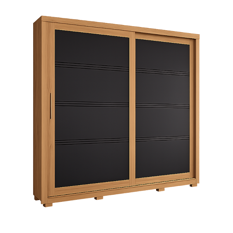 Roupeiro Medelin 02 Portas Deslizantes Nature/Preto Hp