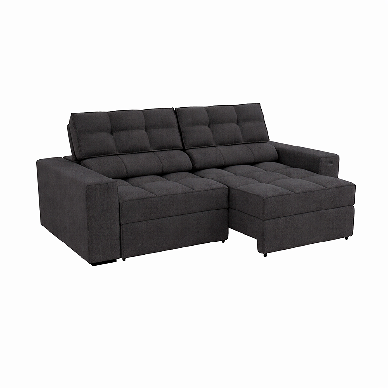Estofado Retratil E Reclinavel Deluxe Boucle Chumbo