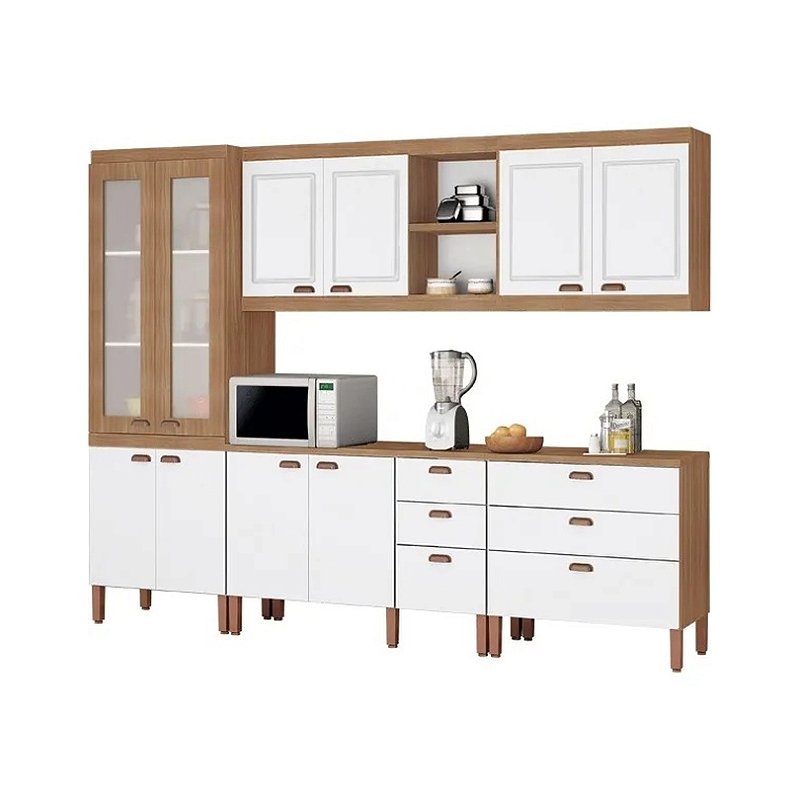 Cozinha Jéssica New Completa - Freijó / Branco / Branco