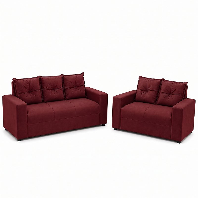 Conjunto Estofado Vitória 02 e 03 Lugares - Vermelho