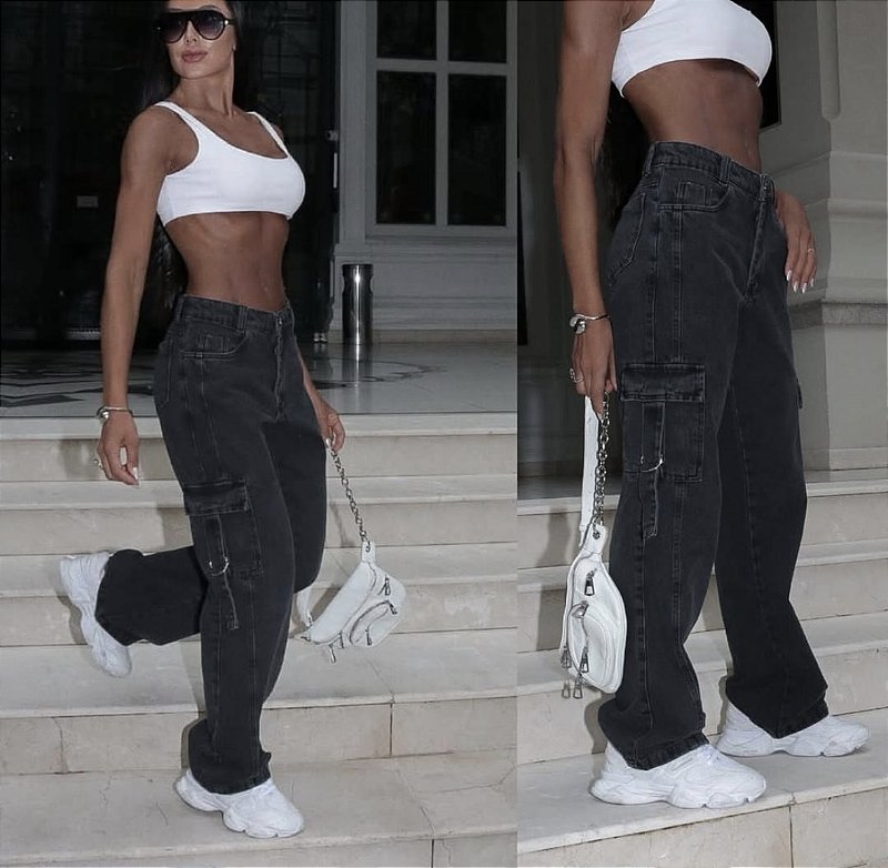 Calça Jeans Cargo