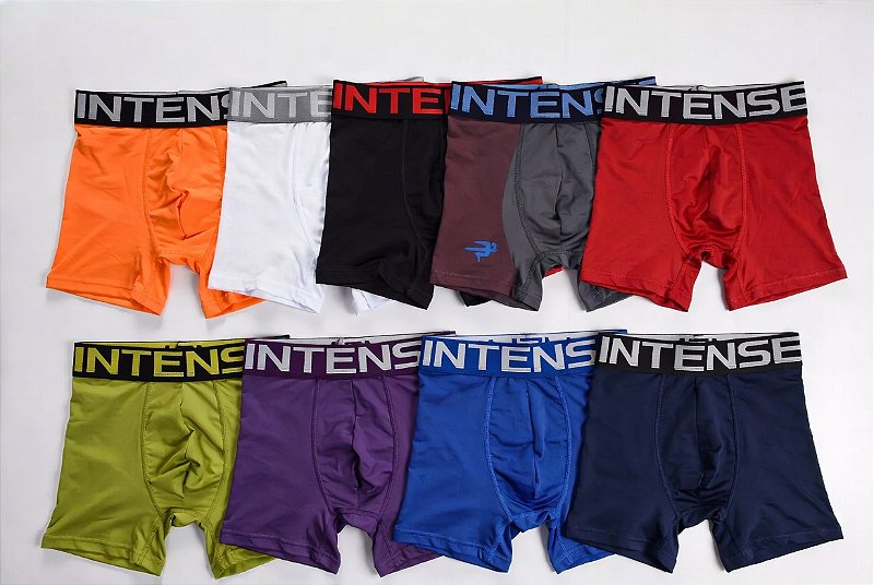 KIT 10 Cuecas Boxer Masculina Algodão 92% com Elastano + Forro 100% Algodão (Cores Variadas)