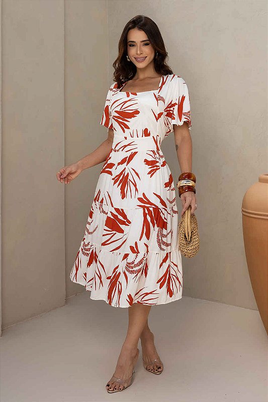 Vestido Veneza Midi Três Marias em Viscolinho