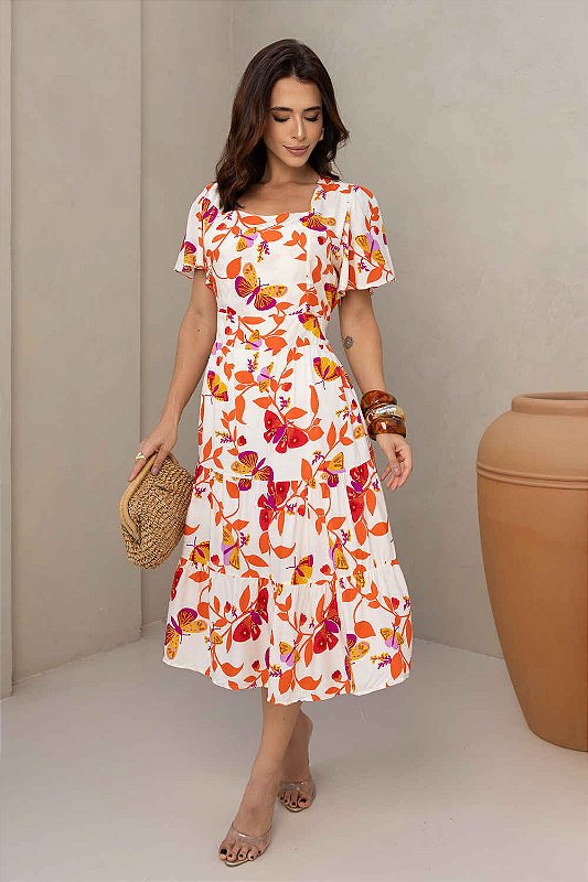 Vestido Florença Midi Três Marias em Viscolinho