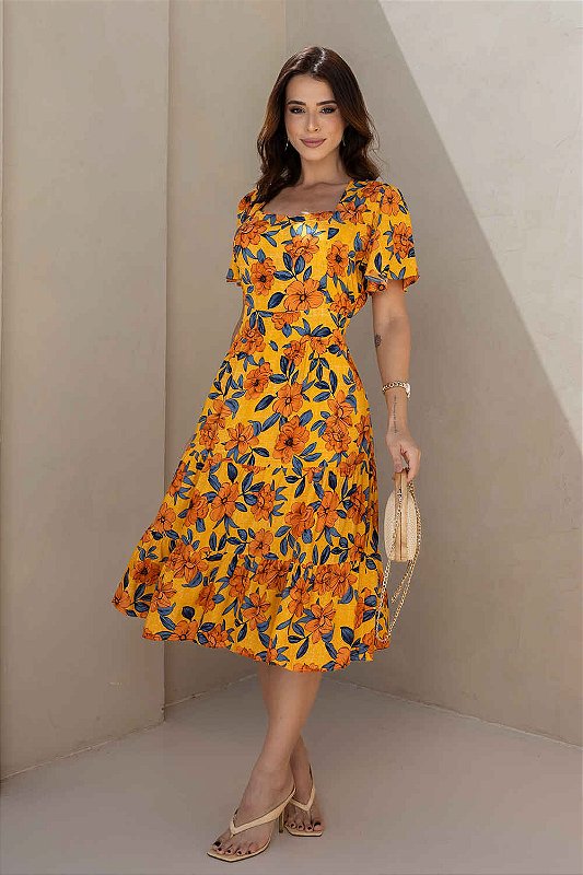 Vestido Versalhes Midi Três Marias em Viscolinho