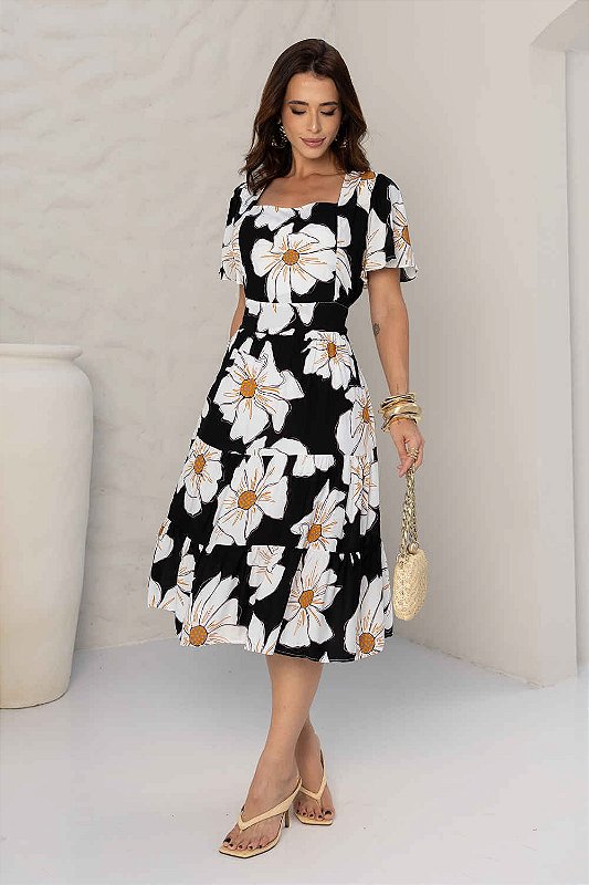 Vestido Margarida Midi Três Marias em Viscolinho