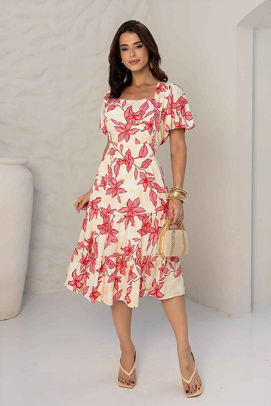 Vestido Marselha Midi Três Marias em Viscolinho