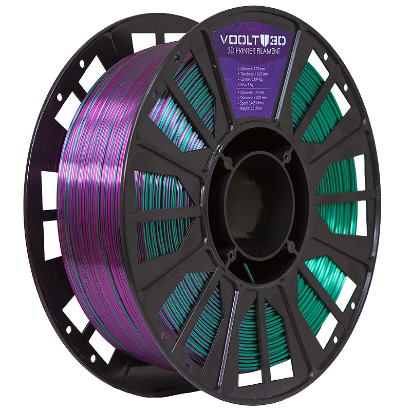 Filamento PLA Duo Color Shadow Verde e Ametista V-Silk - Voolt3D - 1Kg ...