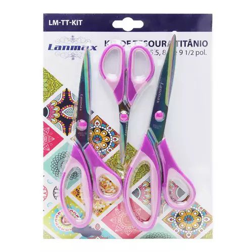 KIT TESOURA TITÂNIO 3 UNID 5.5, 8.5,E 9 1/2 LANMAX LM-TT-KIT