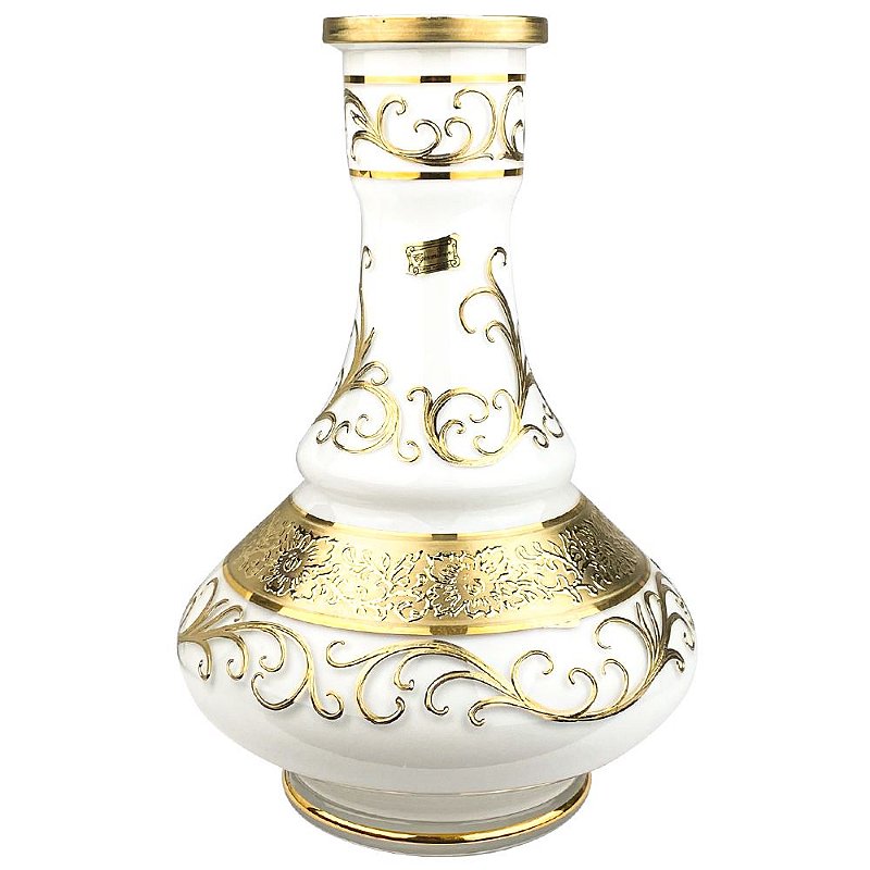 Vaso Bohemian Egermann Vulkan Tribal 30cm - White Opal - Zagabria