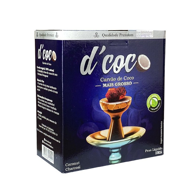 Carvão D'Coco 1kg - Zagabria Hookah - Narguile, Arguile, Shisha