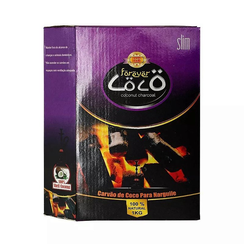 Carvão Forever Coco Slim 1Kg - Zagabria Hookah - Narguile, Arguile