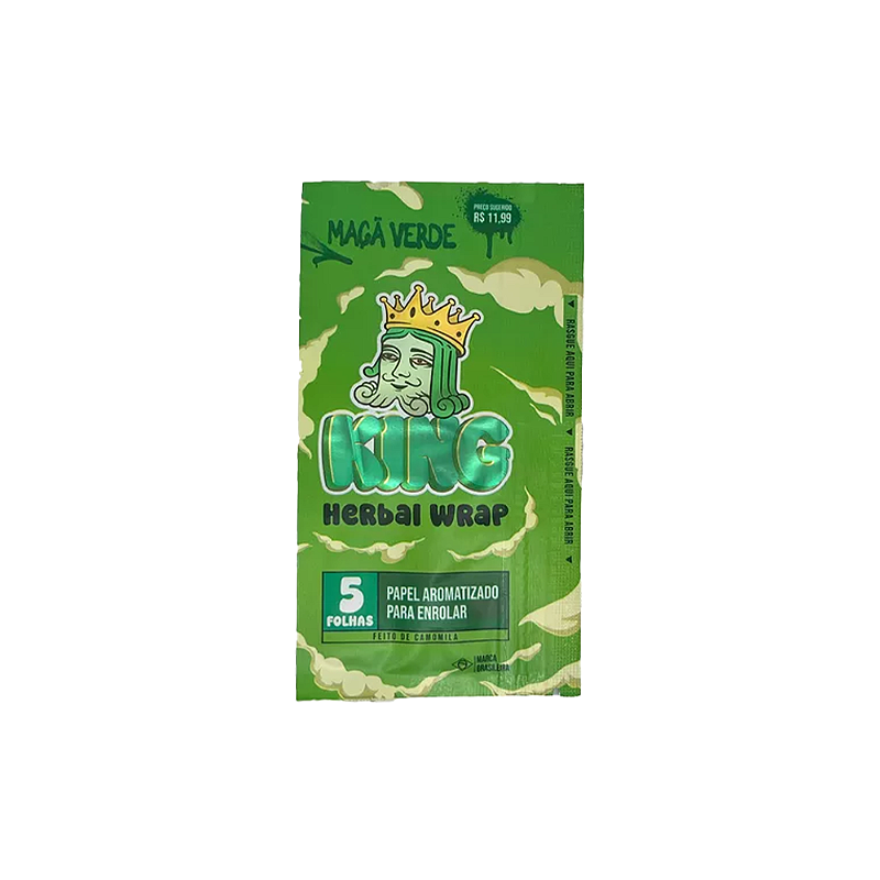 King Herbal Wrap - Maça Verde (Pacote com 5 Folhas) - Zagabria