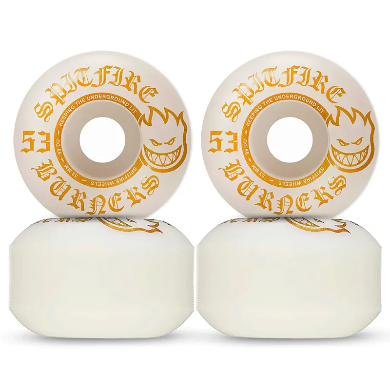 スケートボード SPITFIRE BURNER WHEELS Roda Spitfire Burner Branca White & Gold 99D 53mm - JD Skate Shop