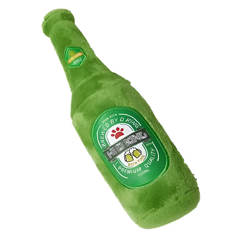 Brinquedo Mordedor Pet em Pelúcia Garrafa de Cerveja