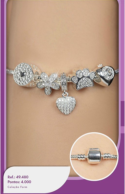 Pulseira prata com berloques